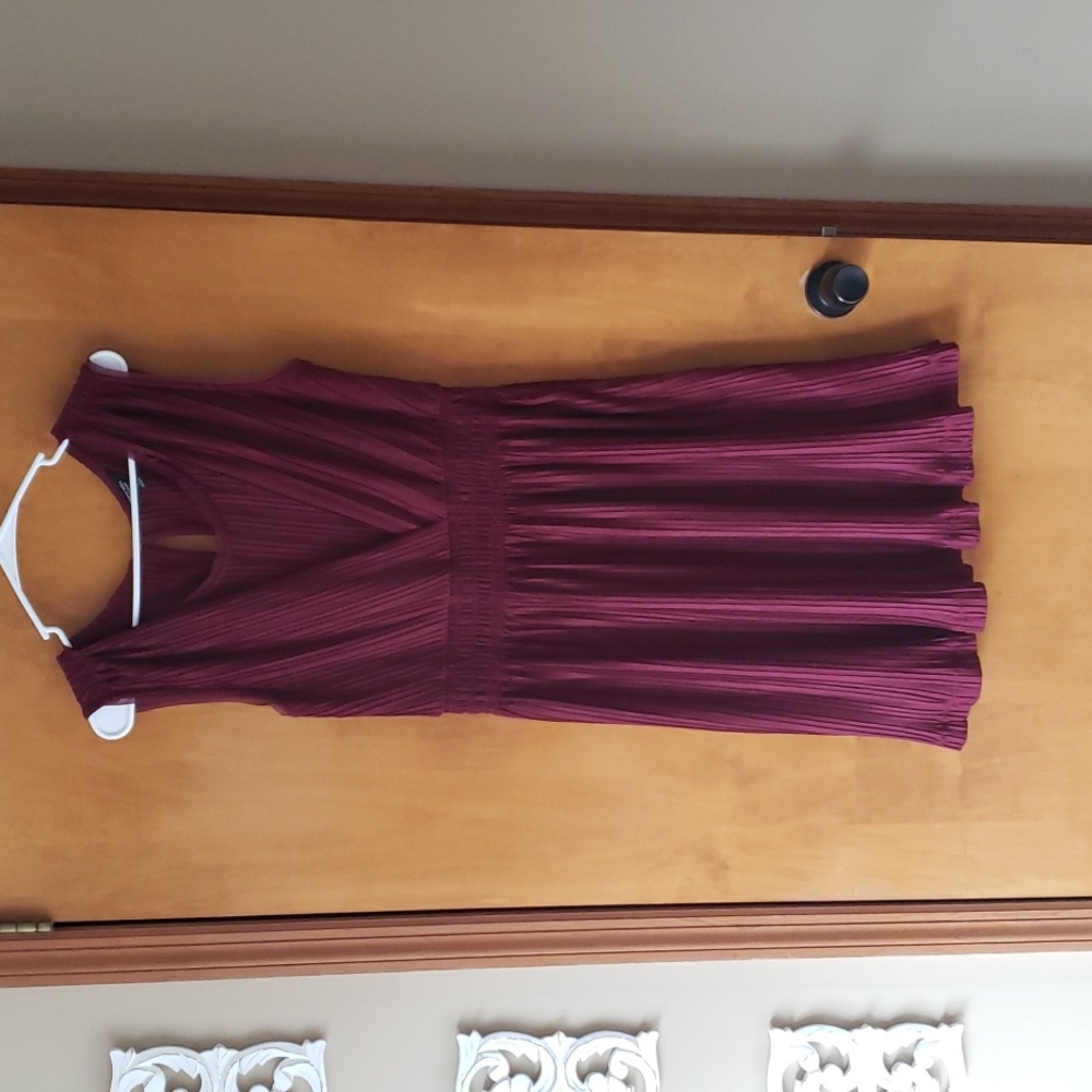 Simply Vera Vera Wang Burgundy Sleeveless Pleat Dress